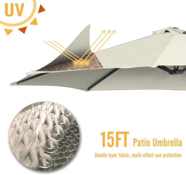 31d8c57b40e1449ba72aa94d72a811e5 15ft Patio Umbrella with Solar Lights, Large Double Umbrella Outdoor, Rectangle 180”x106” Umbrellas with 156 PCS LED Lights and Crank Handle for Backyard Deck Pool Shade in Black(1.9′′ Pole)