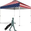 CROWN SHADES 10×10 Pop Up Canopy – Beach Tent with One Push Setup – Easy Outdoor Sun Shade for Events, Parties, Camping – Gazebo with STO-N-Go Cover Bag, Silver Coated Top, White