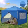 GDY 10×10 Pop Up Canopy Tent, Outdoor Canopy Tent, Patio Tent,Commercial Instant Gazebos,4 Sidewalls, Portable Shelter Canopies, with 4 sandbags, Blue.