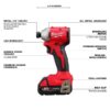 3650-21P M18 18-Volt Lithium-Ion Compact Brushless Cordless 1/4 in. Impact Driver Kit with One 2.0 Ah Battery, Charger Tool Bag
