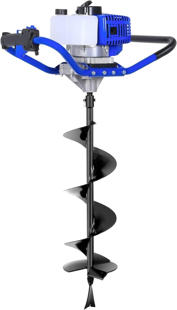 Post Hole Digger Gas Powered, 52cc 2.4 HP 2 Stroke Engine Earth Auger with 8′′ Drill Bit, EPA Compliant Post Hole Auger