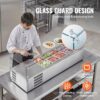 Refrigerated Condiment Prep Station, 135 W Countertop Refrigerated Condiment Station, with 2 1/3 Pans & 4 1/6 Pans, 304 Stainless Body and PC Lid, Sandwich Prep Table with Stainless Guard, ETL