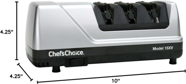 Chef’sChoice Trizor 15XV Professional Electric Knife Sharpener for Kitchen Knives, 75db, 3 Slots, Gray