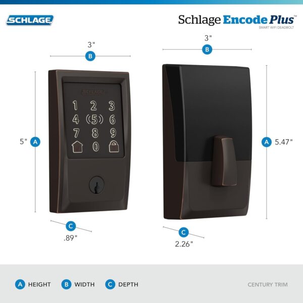 32adc751892b443ea75f6b85a0dbbd12 Encode Plus Smart Wi-Fi Lock for Front Door, Keyless Entry Deadbolt, Unlock with Apple Watch, Built-in WiFi and App Control, Easy Install, Alexa & Apple HomeKit Compatible, Matte Black