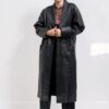 Black leather trench