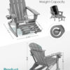 Folding Adirondack Rocking Chair,4-in-1 Multifunctional Patio Chair with Retractable Ottoman, Outdoor Chair Wood Texture, Lawn Chair for Porch, Backyard, Pool(Grey)