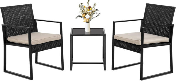 Patio Furniture Set 4 Pieces Outdoor Rattan Chair Wicker Sofa Garden Conversation Bistro Sets for Yard (Brown)