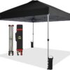 CROWN SHADES 10×10 Pop Up Canopy – Beach Tent with One Push Setup – Easy Outdoor Sun Shade for Events, Parties, Camping – Gazebo with STO-N-Go Cover Bag, Silver Coated Top, White