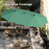 15ft Patio Umbrella Double-Sided Outdoor Market Extra Large Umbrella with Crank, Umbrella Base Included (Dark Red)