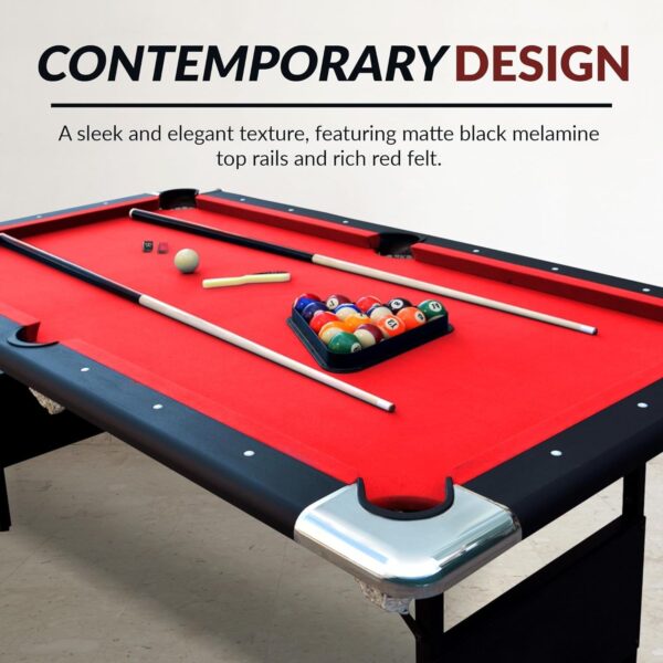 33762ea049494bbfb56318f88bc9e98b Hathaway Fairmont 6 Ft Portable Pool Table, Adults Folding Billiards Tables for Game Room with Easy Foldable Storage, Includes Full Set of Billiard Balls, Cues, Chalk & Brush
