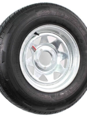 Radial Trailer Tire On Rim ST205/75R14 14 in. 5 Lug Wheel Galvanized Spoke
