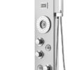 Shower Panel System, 6 Shower Modes, LED & Display Shower Panel Tower, Rainfall, Waterfall, 4 Body Massage Jets, Tub Spout, Handheld Shower Head 59′′ Hose, Stainless Steel Wall-Mounted Shower Set