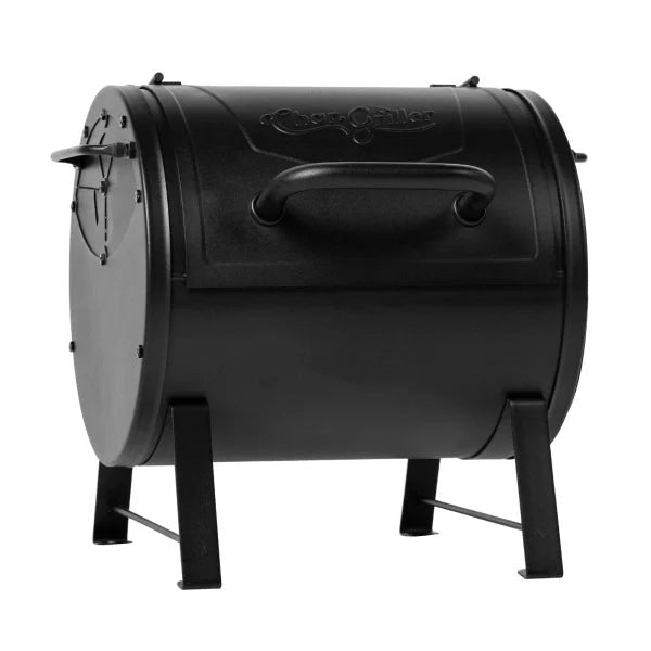 Griller Portable Charcoal Grill and Side Fire Box 17-in W Black Barrel Charcoal Grill