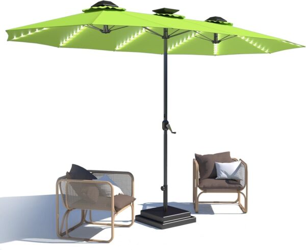 34d1fe61ac4b4076b63938cc2cd4f302 15ft Patio Umbrella with Solar Lights, Large Double Umbrella Outdoor, Rectangle 180”x106” Umbrellas with 156 PCS LED Lights and Crank Handle for Backyard Deck Pool Shade in Black(1.9′′ Pole)