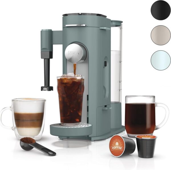 Ninja Pod & Grounds Specialty Single-Serve Coffee Maker, K-Cup Pod Compatible, Brews Grounds, Compact Design, Built-In Milk Frother, 56-oz. Reservoir, 6-oz. Cup to 24-oz. Mug Sizes, Stone, PB051ST