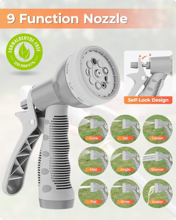 35161c96048940189c40d3dce8e0ce01 Ayleid Retractable Garden Hose Reel,1/2 in x 100 ft Wall Mounted Hose Reel, with 9- Function Sprayer Nozzle, Any Length Lock/Slow Return System/Wall Mounted/180°Swivel Bracket (Grey)