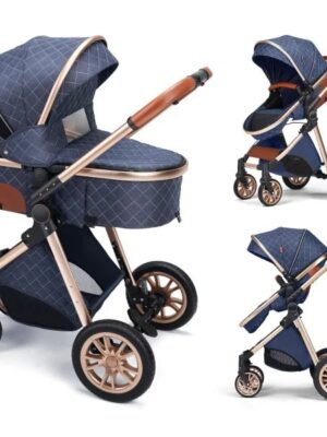 B.Childhood High Landscape Baby Stroller Folding Reversible Seat,Unisex,Blue