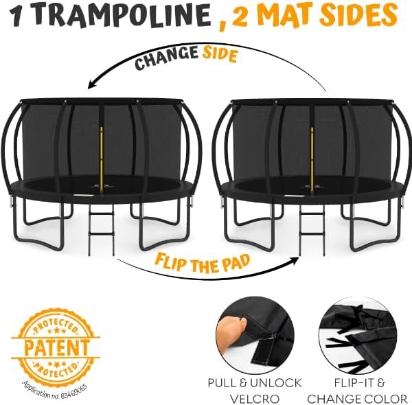 JUMPZYLLA Trampoline 8FT 10FT 12FT 14FT 15FT 16FT Trampoline with Enclosure – Recreational Trampolines with Ladder and AntiRust Coating, ASTM Approval Outdoor Trampoline for Kids