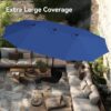 15ft Patio Umbrella Double-Sided Outdoor Market Extra Large Umbrella with Crank, Umbrella Base Included (Dark Red)
