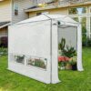 EAGLE PEAK 6×4 Portable Walk-in Greenhouse, Pop-up Indoor Outdoor Garden Green House, Zippered Door and Windows, PE Cover, White