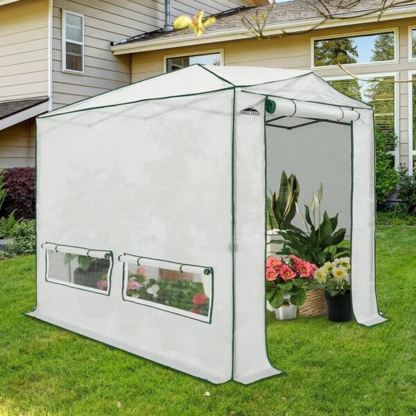 35409ca0f5654530a0fa3dd6effc9329 EAGLE PEAK 6×4 Portable Walk-in Greenhouse, Pop-up Indoor Outdoor Garden Green House, Zippered Door and Windows, PE Cover, White