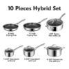 SNOWCLAD Pots and Pans set non stick, 10 pcs Hybrid Stainless Steel Cookware Sets, non stick Frying Pans