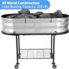 Raised Garden Bed with Legs and Wheels, Self-Watering Planter Box, Wicking Bed, Galvanized Metal Elevated Raised Bed Cart with Drainage Hole and Liner for Indoor Outdoor Gardening