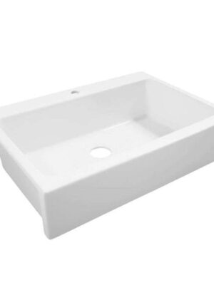 SINKOLOGY Josephine 34 in. 1-Hole Quick-Fit Farmhouse Apron Front Drop-in Single Bowl Crisp White Fireclay Kitchen Sink