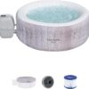 Bestway SaluSpa Fiji AirJet Large Round 2 to 4 Person Inflatable Hot Tub Portable Outdoor Spa with 120 AirJets and EnergySense Cover, Grey