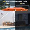 15ft Patio Umbrella with Solar Lights, Large Double Umbrella Outdoor, Rectangle 180”x106” Umbrellas with 156 PCS LED Lights and Crank Handle for Backyard Deck Pool Shade in Black(1.9′′ Pole)
