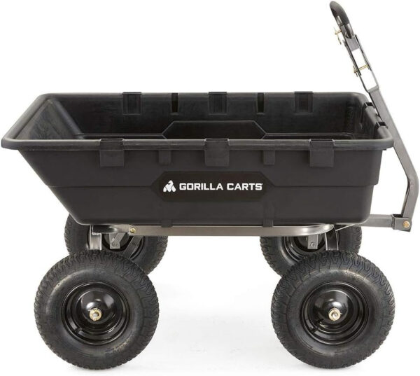 3643f70d32f0459a8d8f8ed9475cd1e5 Heavy Duty Poly Utility Dump Wagon Garden Cart w/Pneumatic Tires, 6 Cu Ft – 1200 lb Capacity Outdoor Wheelbarrow for Yard, Landscaping & Gardening, Lawn Tractor or ATV Towable-Gorilla Carts
