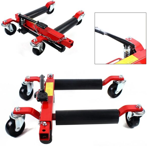 367cc29a469f4f26852eacbaa6ee21e6 1500lb HYDRAULIC Positioning Car Wheel Dolly Jack Lift Auto Vehicle Moving Hoist
