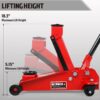 3 Ton Low Profile, Aluminum and Steel Racing Floor Jack with Dual Pistons Quick Lift Pump for Sport Utility Vehicle, Lifting Range 3-15/16′′ min to 18-5/16′′ max, Red