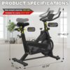 Exercise Bike, Stationary Bike Indoor Cycling Bike for Home Cardio Gym 300lbs Weight Capacity, Workout Bike with Heavy Flywheel, Seat Cushion, LCD Monitor, Optoelectronic Heart Rate,Silent Belt Drive