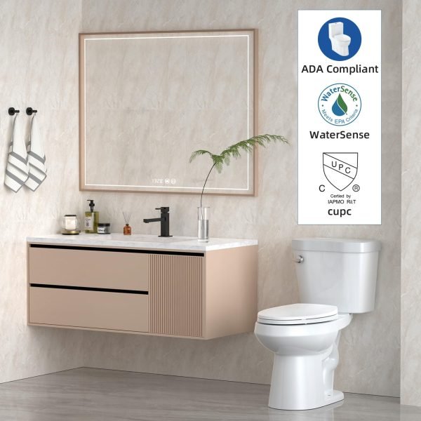 372a43c27b9c476f900f69a76161b73b 21Toilet, Elongated Toilets for Bathrooms, Two-Piece Toilet with Soft Close Seat, 1.28 Siphonic Flush Toilet with Universal Height ADA Cotton White
