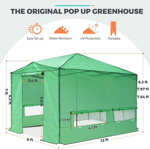 379f087384794aeeb5ca3ec9f66803aa EAGLE PEAK 6×4 Portable Walk-in Greenhouse, Pop-up Indoor Outdoor Garden Green House, Zippered Door and Windows, PE Cover, White