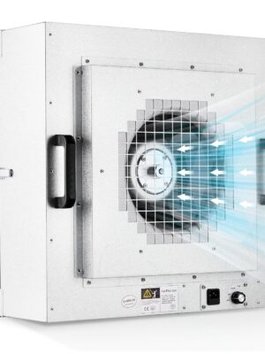 Laminar Flow Hood, H-14 HEPA Filter with Safety Locks, Class 100/ ISO Class 5 Cleanliness, Fan Filter Unit 22.6×22.6in Flow Hood Mycology/Clean Room/Laboratory 110V