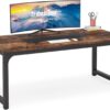 Tribesigns Modern Computer Desk, 63 x 31.5 inch Large Office Desk Computer Table Study Writing Desk Workstation for Home Office, Vintage Black Metal Frame