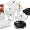 20-piece Signature Cast Iron Cookware Set,10.25 Skillet,1.75-quart Saucepan with Lid