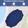 15 ft Large Patio Umbrella with Solar Lights Double-Sided Outdoor Rectangle Market Umbrellas with 36 LED Lights/Base Included/Easy Crank for Patio Garden Yard Pool Lawn, Brown
