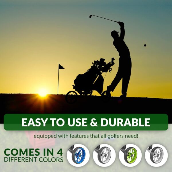 3849c48d502d4396a4467138250e3ace 3Wheel Golf Push Cart - Golf Trolley Foldable Collapsible Lightweight Pushcart with Foot Brake - Easy to Open & Close