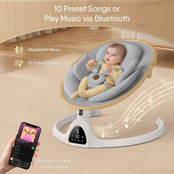 388c4d1c16d146dbac00ba4b0f18652a Baby Swings for Infants, Bluetooth Infant Swing with Music Speaker with 3 Seat Positions, 5 Speeds and Remote Control – Portable Baby Swing for Indoor and Outdoor (White)