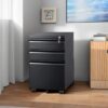 DEVAISE 3 Drawer Mobile File Cabinet Under Desk Office, Fully Assembled Except Casters, Letter/Legal Size, Black