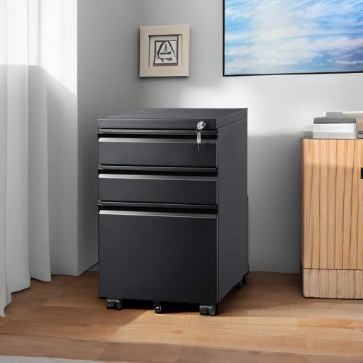 3914c03fcefd4a0b8e15e458a0ca88cd DEVAISE 3 Drawer Mobile File Cabinet Under Desk Office, Fully Assembled Except Casters, Letter/Legal Size, Black