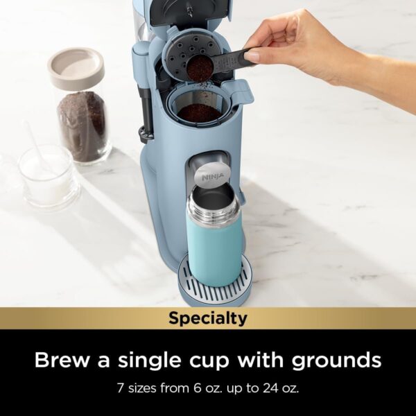 393ab8a8a7424830a0cbadf852dbfab7 Ninja Pod & Grounds Specialty XL Single-Serve Coffee Maker, K-Cup Pod Compatible, Brews Grounds, Compact Design, Built-In Milk Frother, 68-oz. Reservoir, 6-oz. Cup to 24-oz. Mug Sizes, Stone, PB055AST