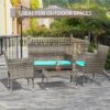 Patio Furniture Set 4 Pieces Outdoor Rattan Chair Wicker Sofa Garden Conversation Bistro Sets for Yard (Brown)