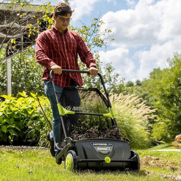 3a2e52b46e67441eac3908fdc8937094 21-Inch Width Leaf & Grass Push Lawn Sweeper, Black