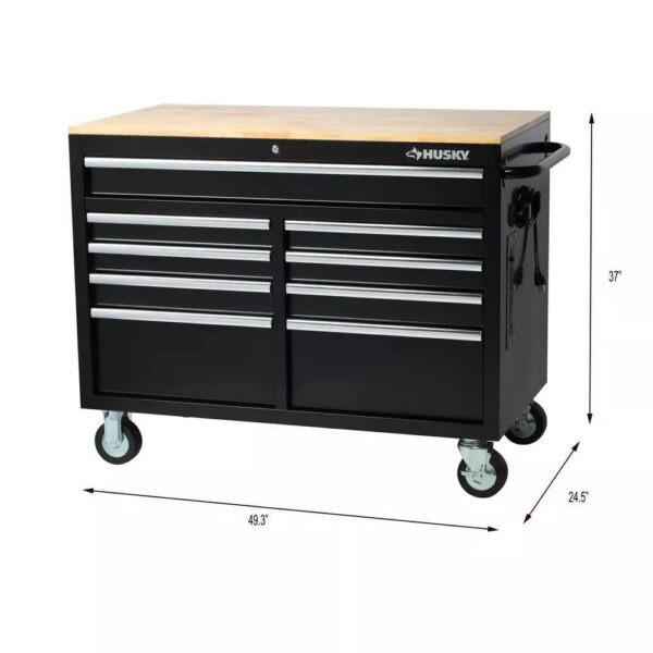 3a4df64013c641cba0d79a8cab6b9b31 46 in W x 24 in D 9Drawer Gloss Black Deep Tool Chest Mobile Workbench