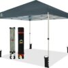 CROWN SHADES 10×10 Pop Up Canopy – Beach Tent with One Push Setup – Easy Outdoor Sun Shade for Events, Parties, Camping – Gazebo with STO-N-Go Cover Bag, Silver Coated Top, White