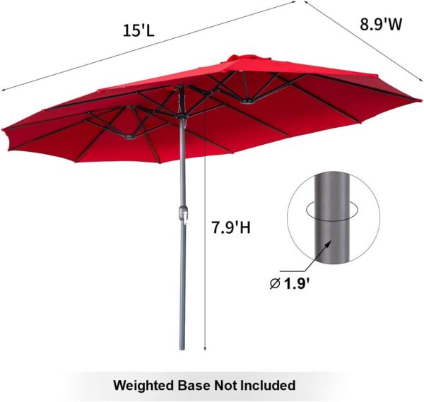 3a7e14f99ee34692bffd55957b7f0f2d 15ft Patio Umbrella with Solar Lights, Large Double Umbrella Outdoor, Rectangle 180”x106” Umbrellas with 156 PCS LED Lights and Crank Handle for Backyard Deck Pool Shade in Black(1.9′′ Pole)